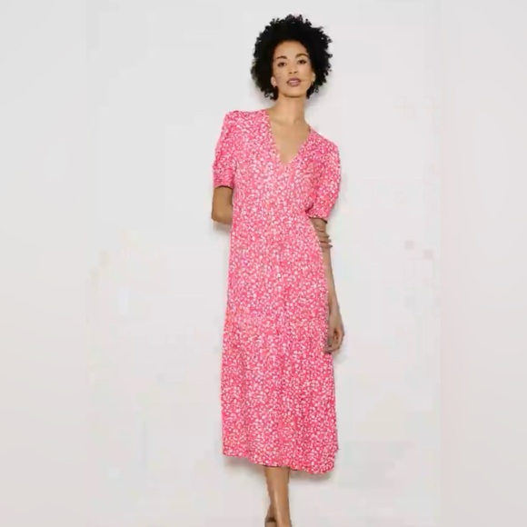 M&S X GHOST / ANTHROPOLOGIE DITZY SMOCKED MIDI DRESS - Picture 3 of 11